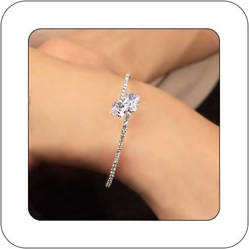 Glitter Crystal Rhinestone Cuff Bracelet for Women Crystal Open Cuff Tennis Bangle Bridal Wedding Prom Party Bracelet Jewelry in Kuwait