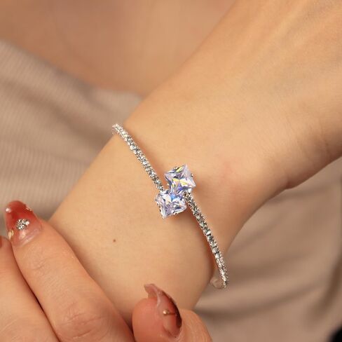 Glitter Crystal Rhinestone Cuff Bracelet for Women Crystal Open Cuff Tennis Bangle Bridal Wedding Prom Party Bracelet Jewelry in Kuwait