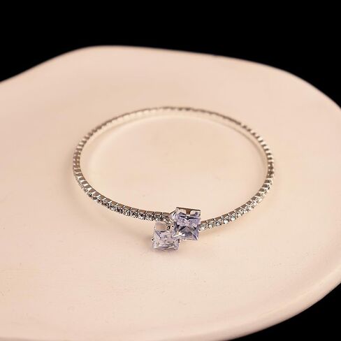 Glitter Crystal Rhinestone Cuff Bracelet for Women Crystal Open Cuff Tennis Bangle Bridal Wedding Prom Party Bracelet Jewelry in Kuwait