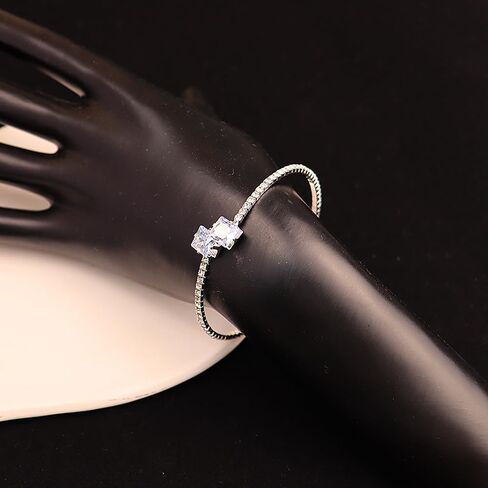 Glitter Crystal Rhinestone Cuff Bracelet for Women Crystal Open Cuff Tennis Bangle Bridal Wedding Prom Party Bracelet Jewelry in Kuwait