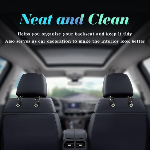 4pack Bling Car Purse Hooks Car Organizer Back Seat Headrest Hooks Car Purse Holder Front Seat Rhinestones Black Car Accessories Decorations Interior for Women in Kuwait