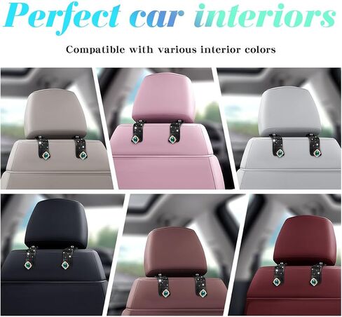 4pack Bling Car Purse Hooks Car Organizer Back Seat Headrest Hooks Car Purse Holder Front Seat Rhinestones Black Car Accessories Decorations Interior for Women in Kuwait