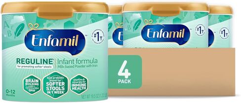 Enfamil Reguline Baby Formula, Milk-Based Infant Nutrition, Dual Prebiotics for Soft, Comfortable Stools within 1 Week of Use, Omega-3 DHA for Immune Support, Reusable Powder Tub, 19.5 Oz​ in Saudi Arabia