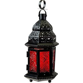 Zings & Thingz 57070451 RED Moroccan Style Lantern, No Size, Black