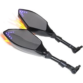 Motorcycle led turn signals rear view mirrors with arrow indicators 10mm 8mm universal (C)