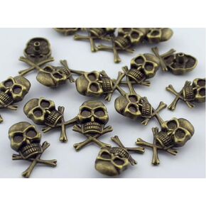 10Set Antique Brass Skull and Crossbones Rivets Leathercraft Brads Conchos Nailheads DP254