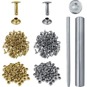 200 Sets Leather Rivets, Double Cap Rivet Tubular Metal Studs with Tools Repairs Decoration Craft Accessories for DIY Leather Craft, Clothes, Shoes, Bags Belts (9x12mm)