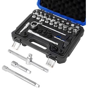 3/8" Drive Oil Drain Plug Removal Kit 33pcs Drain Plug Key Set Compatible with Ford GM BMW Benz Audi VW Chrysler Dodge for Differential Oil Sump, with Hex Square Triangle Socket
