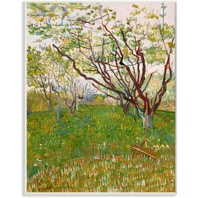 Stupell Industries Orchard Field Green Brown Classical Painting, Design by Vincent Van Gogh Wall Art, 24 x 30, Canvas