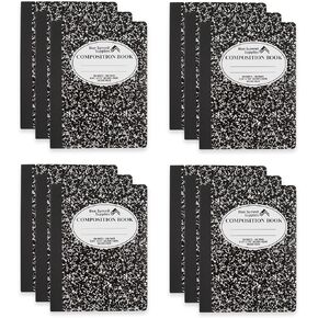 Blue Summit Composition Notebook, College Ruled, 100 Sheets – 1 Subject, 9.75" x 7.5", Marble Black Notebooks, 12 Notebooks