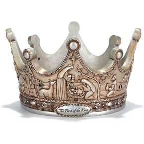 Dicksons The Birth of The King Crown Brushed Silver Tone 7 x 5 Resin Christmas Advent Candle Holder in Kuwait