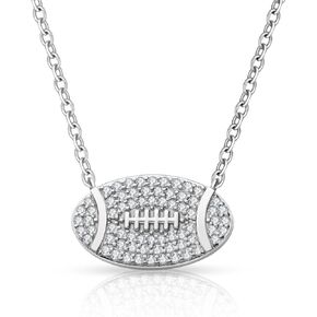Moissanite Rugby Pendant Necklace for Women,Football Pendant Necklace D Color VVS1 18k Gold Plated 925 Sterling Silver Soccer Ball Pendant Necklace