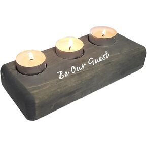 Home Decor Sayings 3 Tealight Candle Holder, 8 inches, Relator Client Gift, Housewarming Gift (Aged Barrel Gray, Choose Happiness)