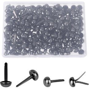 ZEYIYER 200PCS Brads, Black Paper Fasteners, 0.3 X 0.67 Inch Mini Brads Paper Split Pins, Metal Brass Brad Fasteners for DIY Paper Scrapbooking Fixing Decoration