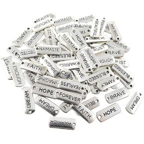 Honbay 80PCS Alloy Word Charms Pendant Engraved Motivational Charms Collection for DIY Necklaces Bracelets Bangles Keychains Jewelry Accessories (20 Style)