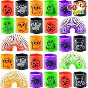JOYIN 60 PCS Halloween Coil Spring for Kids, Mini Magic Springs Toys, Fidget Stress Coils Toy for Halloween Party Favors, Trick or Treat Bags Stuffers, Classroom Exchange, Carnival Game Prizes