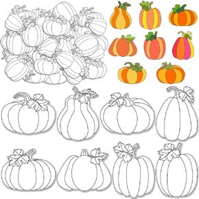 80 Pcs Color Your Own Thanksgiving Pumpkin Kit DIY Coloring Craft Kit for Kids Coloring Autumn Pumpkin Ornaments for Kids Classroom Thanksgiving Harvest Party Activity Art Project