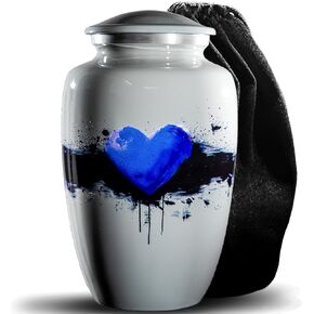 Urns for Human Ashes - Made in U.S.A Cremation Urns, Funeral Urn for Ashes for Women & Men, Decorative Urns - Blue Heart Urn, Large