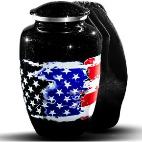 Urns for Human Ashes - Made in U.S.A Military Urn, American Flag Cremation Urn, Funeral Urn, Decorative Urns - Patriotic Urn, Large
