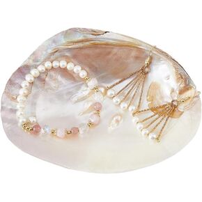 SUPERFINDINGS Natural Shell Jewelry Dish Tray Seashell Ring Holder 14.2x10.8cm/5.6x4.3inch Decorative Trinket Dish Stand for Earring Necklace Organizer Holder