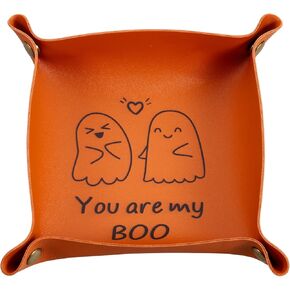 Boo Basket Stuffers for Women Her, Halloween Basket Stuffers, Spooky Basket Stuffers for Adults, Cute Halloween Decor, You Are My Boo Leather Tray Jewelry Dish, Funny Gifts for Girlfriend Boyfriend