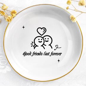 Ceramic Jewelry Tray, Ring Holder Dishes Decor, Best Female Friend Happy Birthday Gifts Ideal Close Women Bff Stuff Bestie Soul Sister Ever Long Distance Personalized Unique Cute Christmas Presents