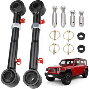 Adjustable Front SwayBar Links Quicker Disconnect System with 2.5-6" Lift Compatible with Jeep Wrangler JK JL 2007-2018, Replace 2034 Adjustable Quicker Disconnect Sway Bar Links - Black