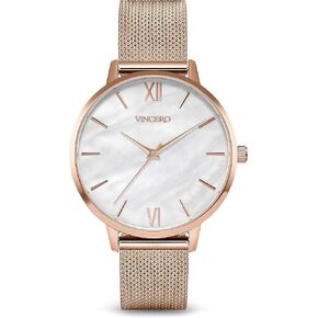 ساعة يد Vincero Luxury Eros للسيدات مع سوار جلدي - ساعة تناظرية 38 ملم - حركة كوارتز يابانية... (شبكة وردية + لؤلؤة بيضاء) in Kuwait
