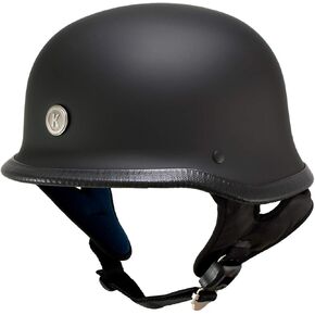 Klutch K-10 'Das Hammer' Flat Black Half Face Motorcycle German Style Helmet - Large