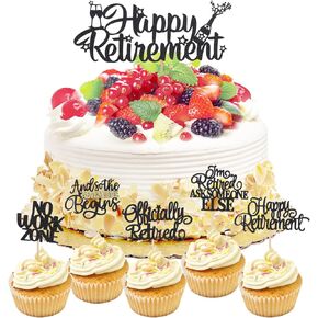 46Pcs Happy Retirement Cupcake Toppers, No Work Zone Adventure Begins Cake Decorations, Retirement Party Decorations, Farewell Party Decors, Perfect for Retirement Theme Celebrations