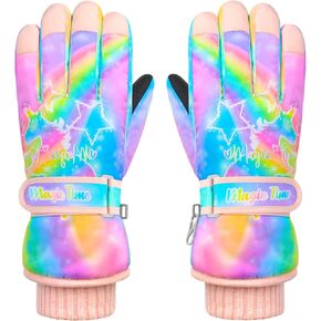 Kids Waterproof Winter Gloves Warm Snow Ski Gloves for Girls Boys Toddler, Winter Snowboard Gloves for Cold Weather