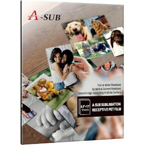 A-SUB Sublimation Receptive PET Film Photo Blanks 8.5X11 Inch 5Pcs DIY Transfer Heat Press Sublimation Blanks Sign Photo Poster Blanks (White)