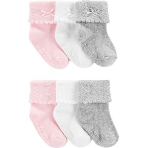Carter's Baby Girl Folded Cuff Socks (6 Pack)