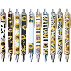 10PC Sunflower Pens Sunflowers Pen for Women Teacher Appreciation Gifts Work Office Desk Classroom Decor Supplies Stationary Set Accessories Party Favors Theme for Writing Journal Planning Notepad