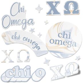 Desert Cactus Chi Omega Stickers Sorority Marble Decal Laptop Water Bottle Car 11.42x8.98 Sheet (Marble Sheet)