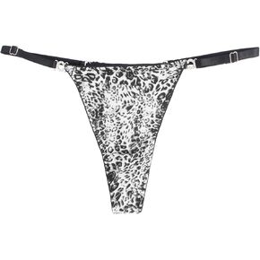 ohyeahlady G String Thongs for Women Ice Silk Sexy Leopard Micro Thong Underwear Womens T Back Cheeky Panties Adjustable