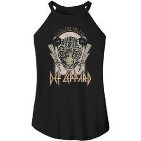 Def Leppard Music Let's Get Rocked Womens Sleeveless Rocker Tank Top 80s Classic Rock Graphic Tees