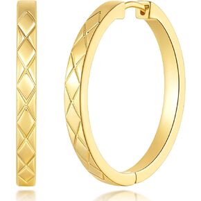 14K Gold Hoop Earrings for Women Gold Earrings Hoops Hypoallergenic 14K Gold Earrings for Women Timeless Elegance Women’s Earrings Big Cross-cut Luxe Fusion of Modern Design 30MM