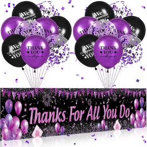 Thank You Appreciation Party Decorations Sage Green Thanks for All You Do Banner with 18Pcs Balloons Eucalyptus Leaves We Appreciate You Yard Sign Decor for Pastor Employee Staff Teachers Doctors