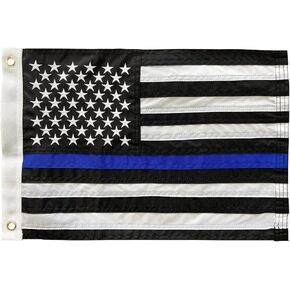Homissor Thin Blue Line Flags 8x12 Outdoor Made in USA - Embroidered Stars Police Flag, Heavy Duty Back The Blue Flag Stripe Blue Line Lives Matter Flags Banner with 4 Brass Grommets