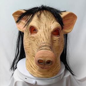 Pig Mask with Silly Expression and Intricate Detailing, Latex Construction, Perfect for Halloween Costumes