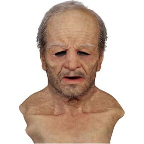 Halloween Old Man Mask Portable Full Face Covering Scary Wrinkle Grandpa Mask Realistic Latex Mask Halloween Cosplay Party