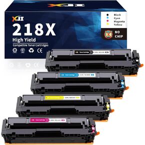 XJI 218X (No Chip) Compatible Toner Cartridges Set 4 Pack Replacement for HP 218 X A 218A Ink, for Color Laser Jet Pro 3201dw MFP 3301fdw 3301sdw 3301cdw Printer
