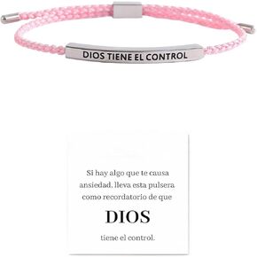 DIOS TIENE EL CONTROL Inspirational Bracelets for Women Men, Christian Faith Braided God Is In Control Tube Bracelet Handmade Letter La Pulsera Jewelry