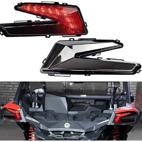 TANZEDMI 2 قطعة UTV LED مجموعة المصابيح الخلفية، مصابيح الفرامل الخلفية لملحقات Can-Am Maverick X3 XDS XRS Max Turbo R 2017-2021 (رقم الجزء: 710004743 710004744) (سطح المرآة الحمراء)