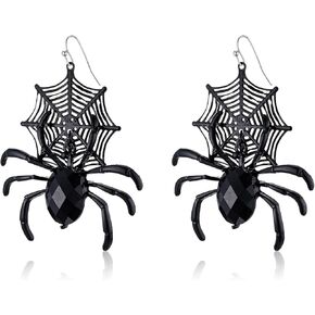 RareLove Halloween Costumes Earrings Large Spider with Black Wed Gothic Dangle Statement Earrings for Women Alloy Plated