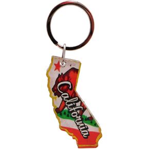 Westmon Works California Keychain Acrylic Fob with Metal Key Ring State Flag Map Vacation Souvenir, Made in the USA