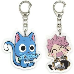 EBTY DREAMS Inc. - Set of 2 Fairy Tail Acrylic Keychain Natsu Dragneel, Happy