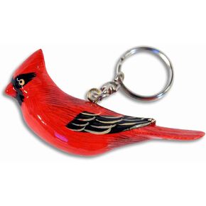Hand Painted Red Male Cardinal Bird Keychain