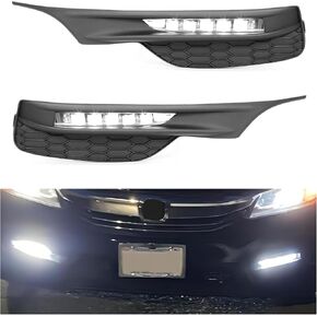 HECASA LED Fog Lights Driving Lamps Kit Compatible With 2016-2017 Honda Accord Sedan 4Dr w/Bezel Switch Wires Replacement for HO2592142 HO2593142 HO2598102 HO2599102